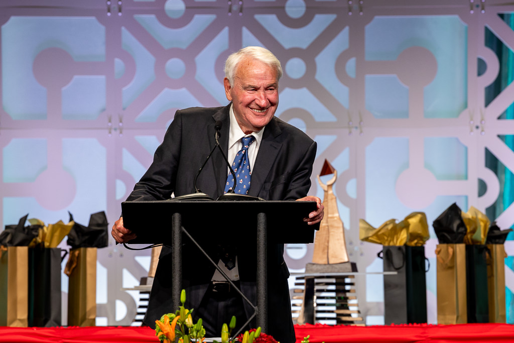 Tom Golisano, philanthrope, at podium