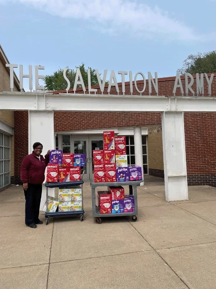 Diapers donated by the Salvation Army