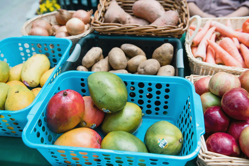 Fruits & Vegetables in baskets