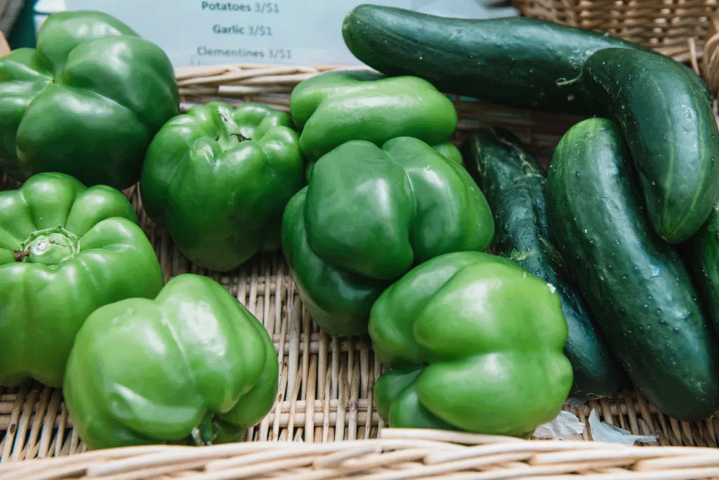 Green Peppers and Cucumbers