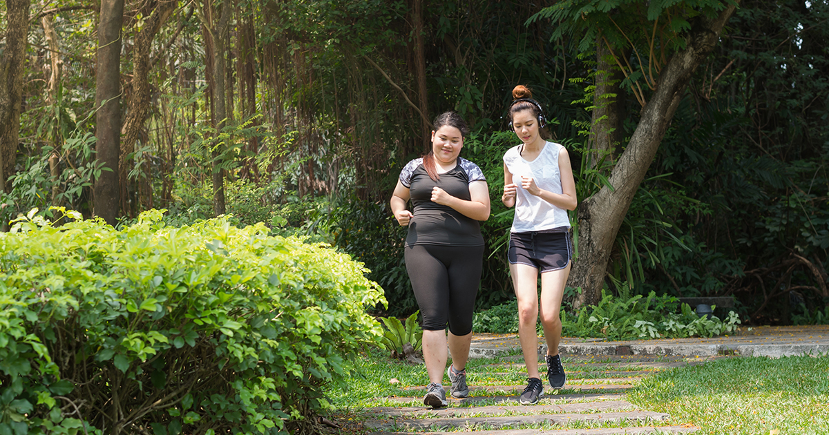 Two young women out for a jog