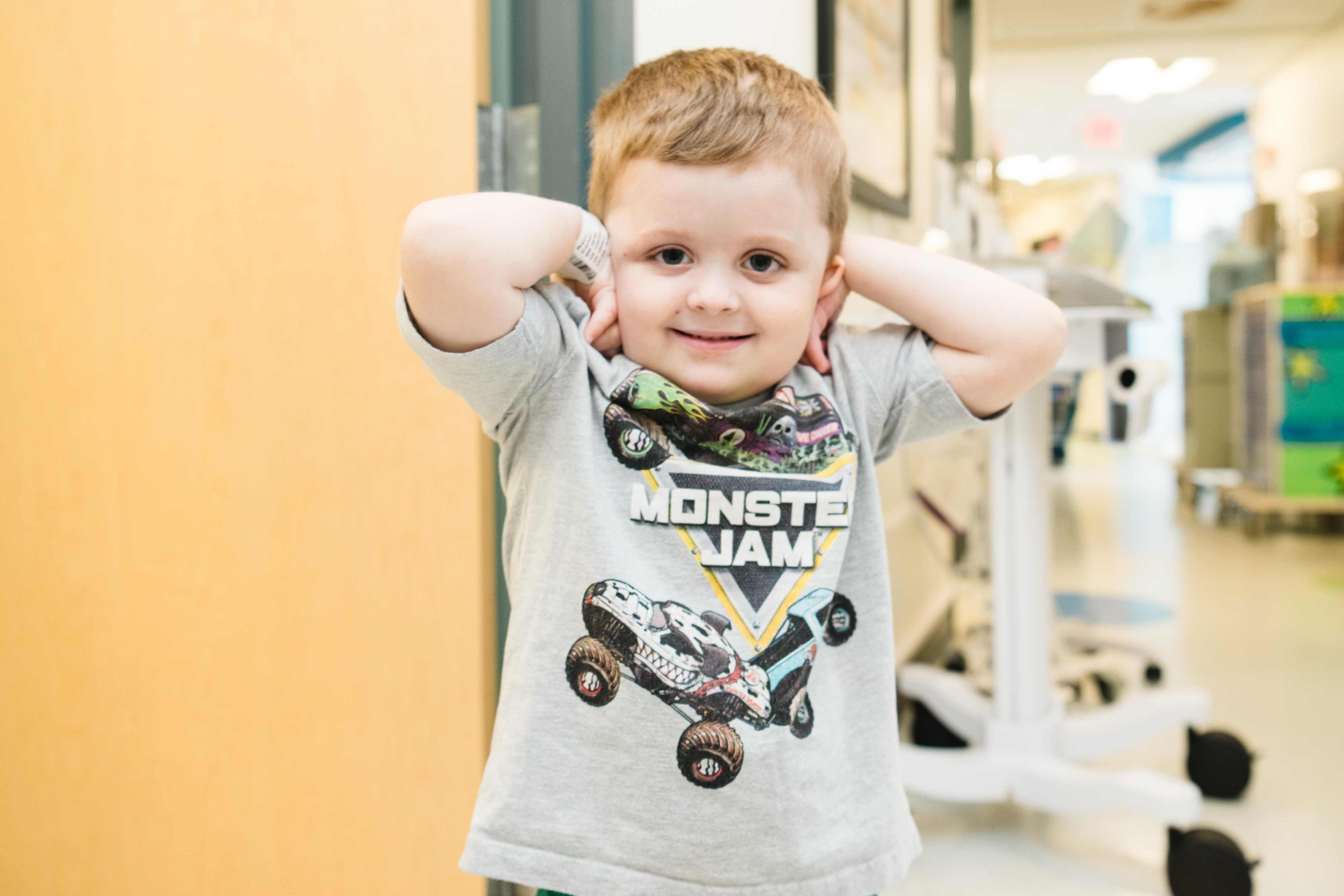 Hem-Onc patient in clinic for Childhood Cancer Awareness Month Hem-Onc patient in clinic for Childhood Cancer Awareness Month