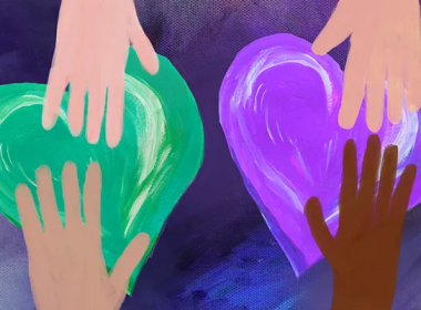 Painted hands and hearts