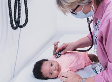 A baby at their checkup