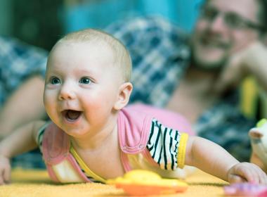 A baby during tummy time