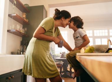 Woman and child in kitchen