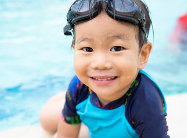 Child at the pool. 