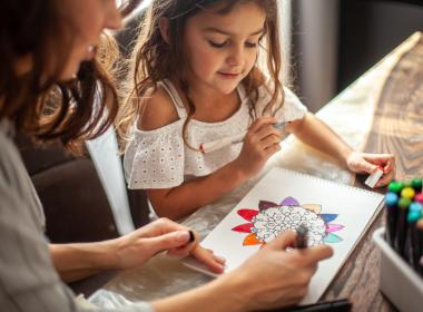 Mother and daughter crafting