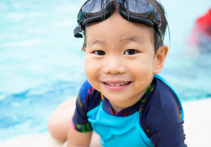 Child at the pool. 