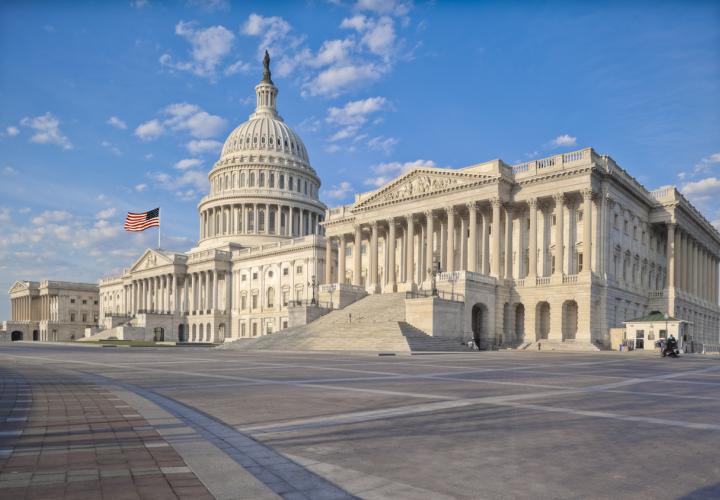 Side angle view of U.S. Capitol