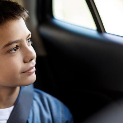 Young boy in the car