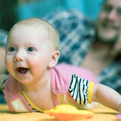 A baby during tummy time