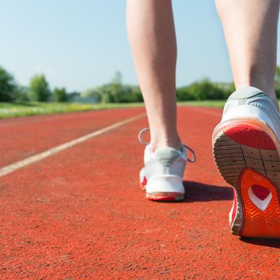 A person standing on a track